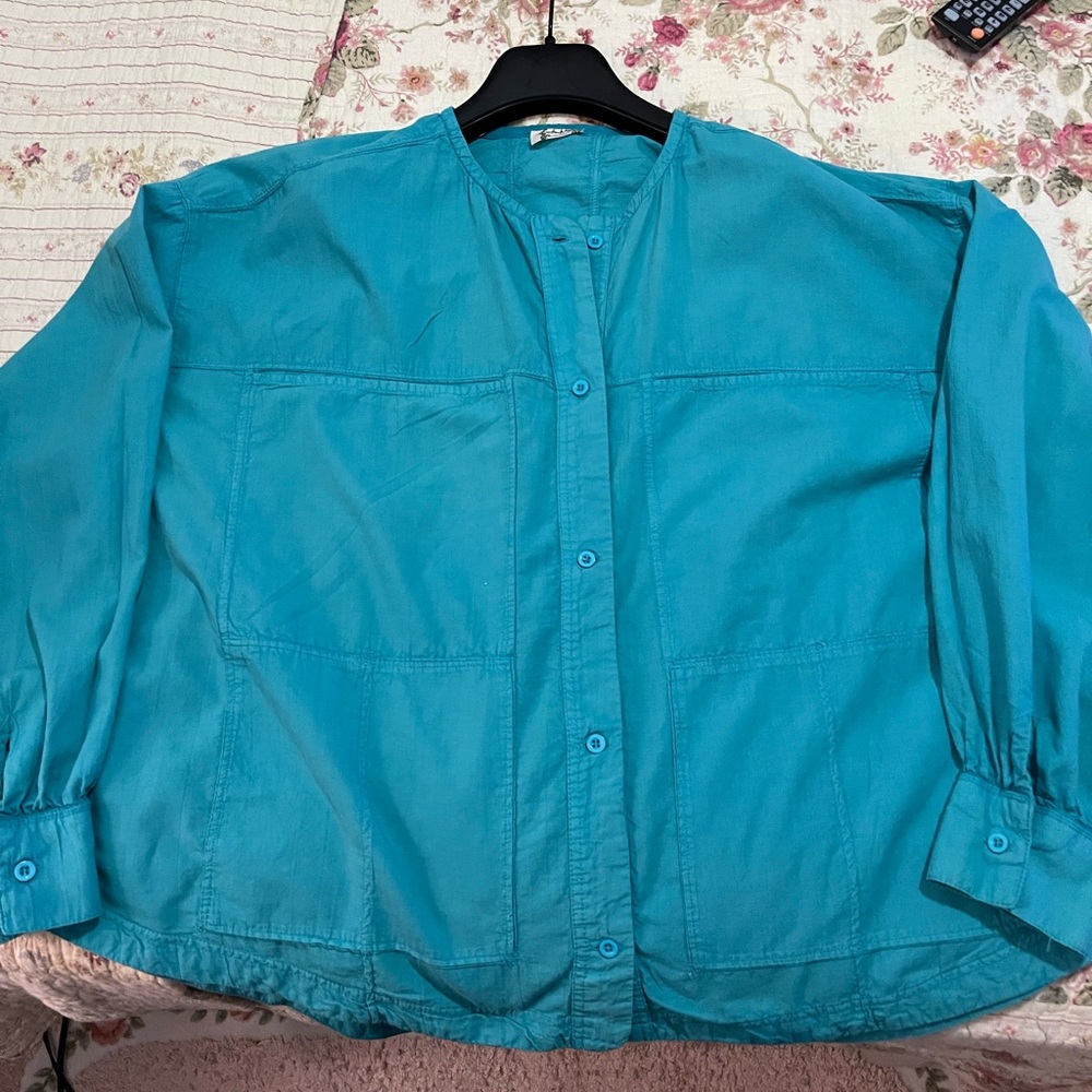 Free People Golden Hour House Shirt Turquoise L - Picture 7 of 7